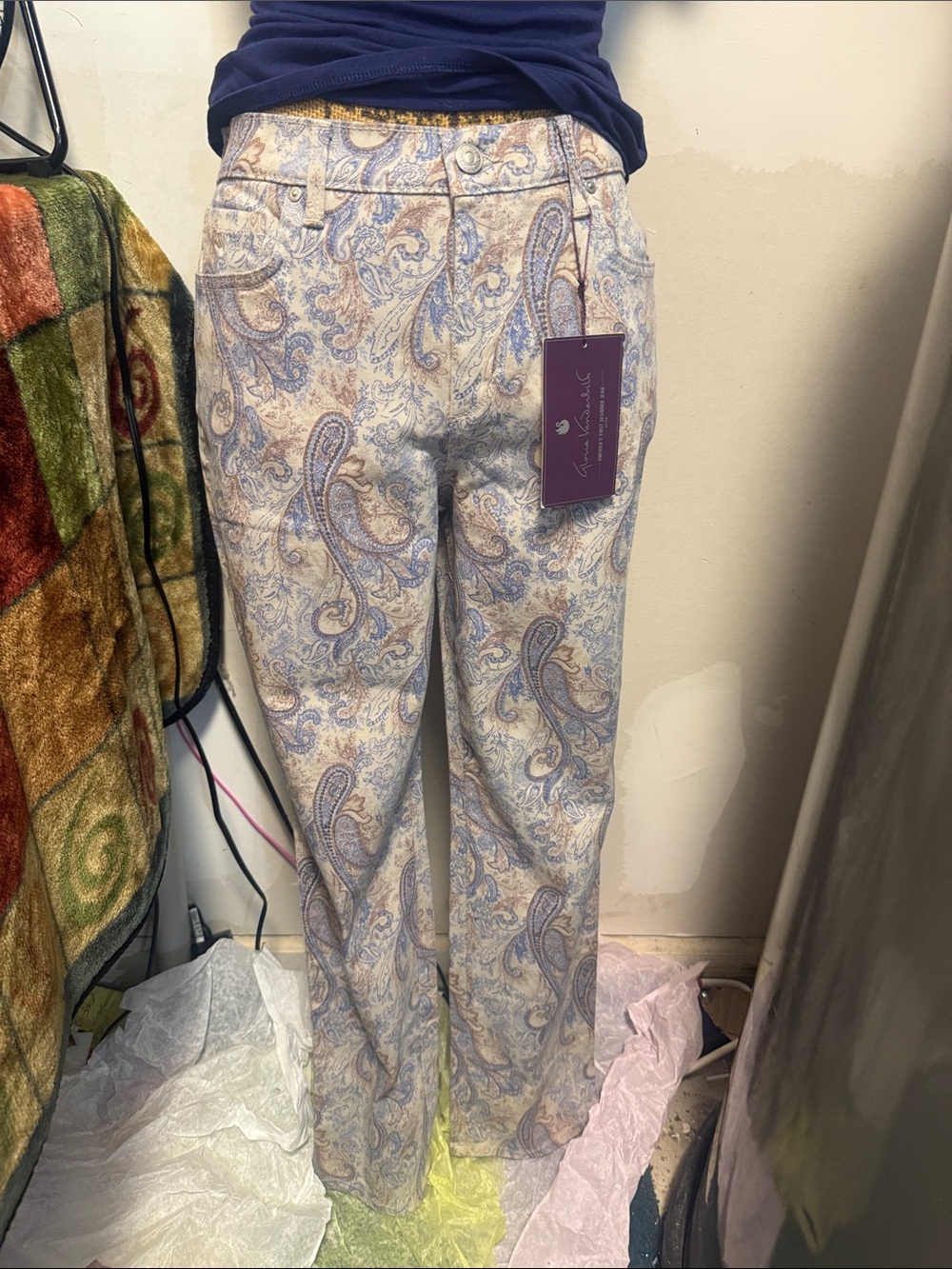 Paisley Straight-Leg Pants - Lavender Multi